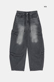 Folds rivet over denim pants
