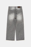 Gravel distressed wide denim pants
