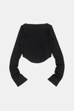 Ribbed boat-neck arch-crop long sleeve