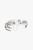 Long eyelet leather belt