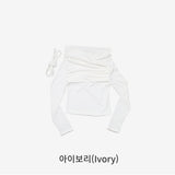 Jisen shirring off-shoulder t-shirt
