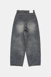 Cat sand washed balloon wide denim pants
