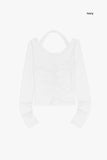 Mabel halter V-neck shirring long sleeve