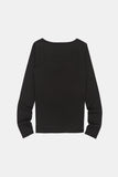 Shoulder snap wide-neck long sleeve