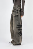 Chalk embossed washed denim