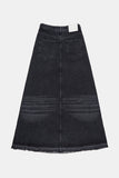 raw cut sand denim long skirt