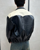 Lupon collar leather jacket