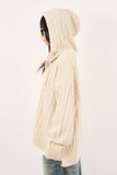 Henry-neck hooded warmer ribbed over knit
