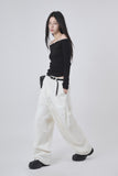 Subtle side pin-tuck carpenter pants