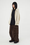 Cable twisted knit hood zip-up