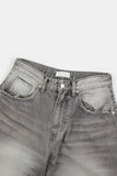 Gravel distressed wide denim pants