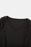 Shoulder snap wide-neck long sleeve