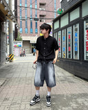 Scented Black Washed Bermuda Pants