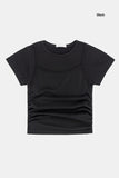 Hide net layered crop T-shirt