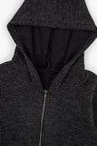 Cleo slim ribbed long hood zip-up