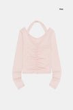 Mabel halter V-neck shirring long sleeve