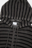 Lex mesh stripe knit hood zip-up