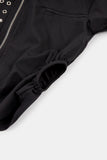 Hole shirring eyelet zip-up crop shirt