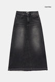 Maxi back slit denim long skirt