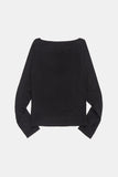 Part shirring wide-neck crop long sleeve