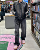 Ege one-tuck semi-wide denim pants