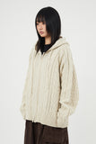 Cable twisted knit hood zip-up