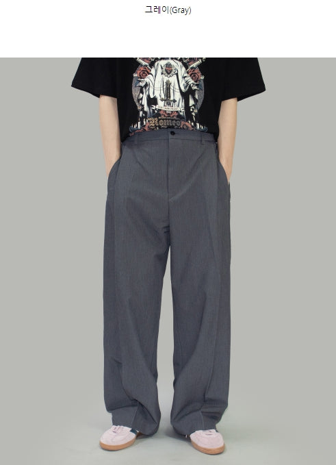 【SCENERITY】Toyu two-tuck wide slacks Marv Linen Two-Tuck Wide Slacks - SCENERITY