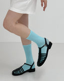 [Basic] Cool Ribbed Silket Long Socks