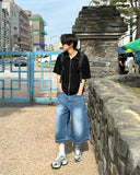 Kamen short sleeve knit zip-up