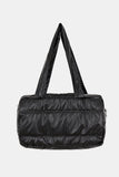 Padded glossy leather shoulder bag