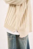 Henry-neck hooded warmer ribbed over knit