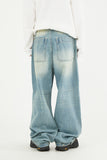 Veloce hem snap knee pin-tuck denim pants