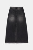 Maxi back slit denim long skirt