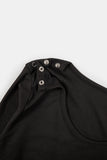 Shoulder snap wide-neck long sleeve