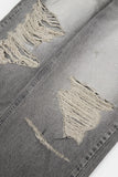 Gravel distressed wide denim pants