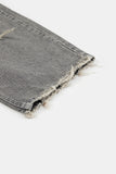 Gravel distressed wide denim pants