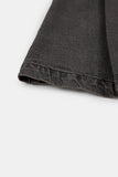 Belted pleated denim midi skirt
