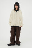Cable twisted knit hood zip-up
