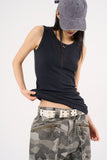 Double line hole eyelet leather belt