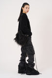 Heart star patched cargo denim pants