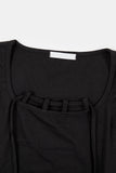 Rail hole string square-neck t-shirt