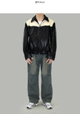 Lupon collar leather jacket