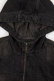 Smoke washed denim hooded jumper