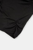 Part shirring wide-neck crop long sleeve