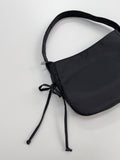 [Shoulder/Cross] Ribbon two-way nylon half-moon bag