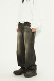 Dust oil washed denim pants