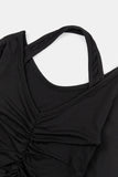 Mabel halter V-neck shirring long sleeve