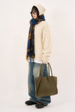 Henry-neck hooded warmer ribbed over knit
