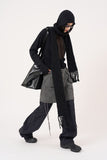 Wool hooded long knit muffler