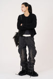 Heart star patched cargo denim pants
